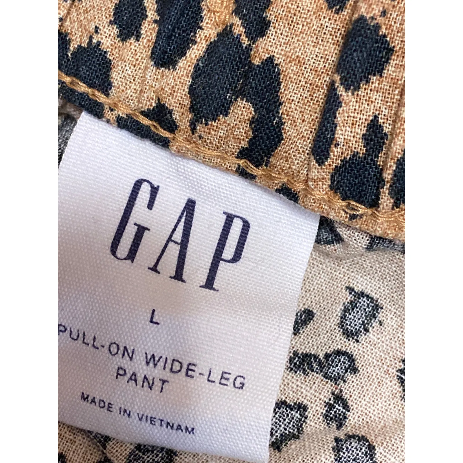 GAP Brown Leopard Animal Print High Rise Flare Wide Leg Trousers Pants Size L - Image 3