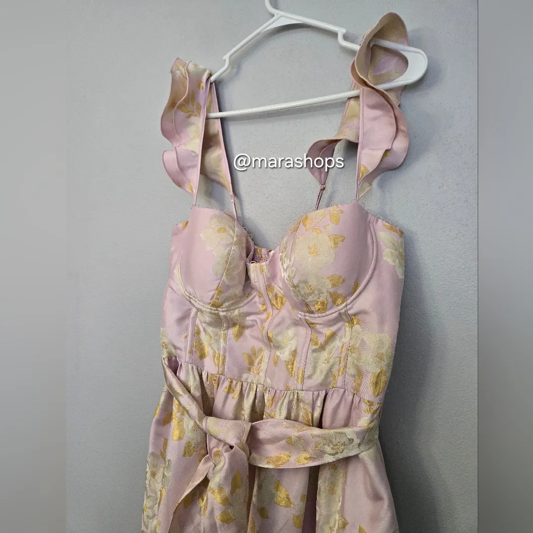 V. Chapman The Vera Dress in Light Lilac Baroque Floral Pink Size 12 - Image 5