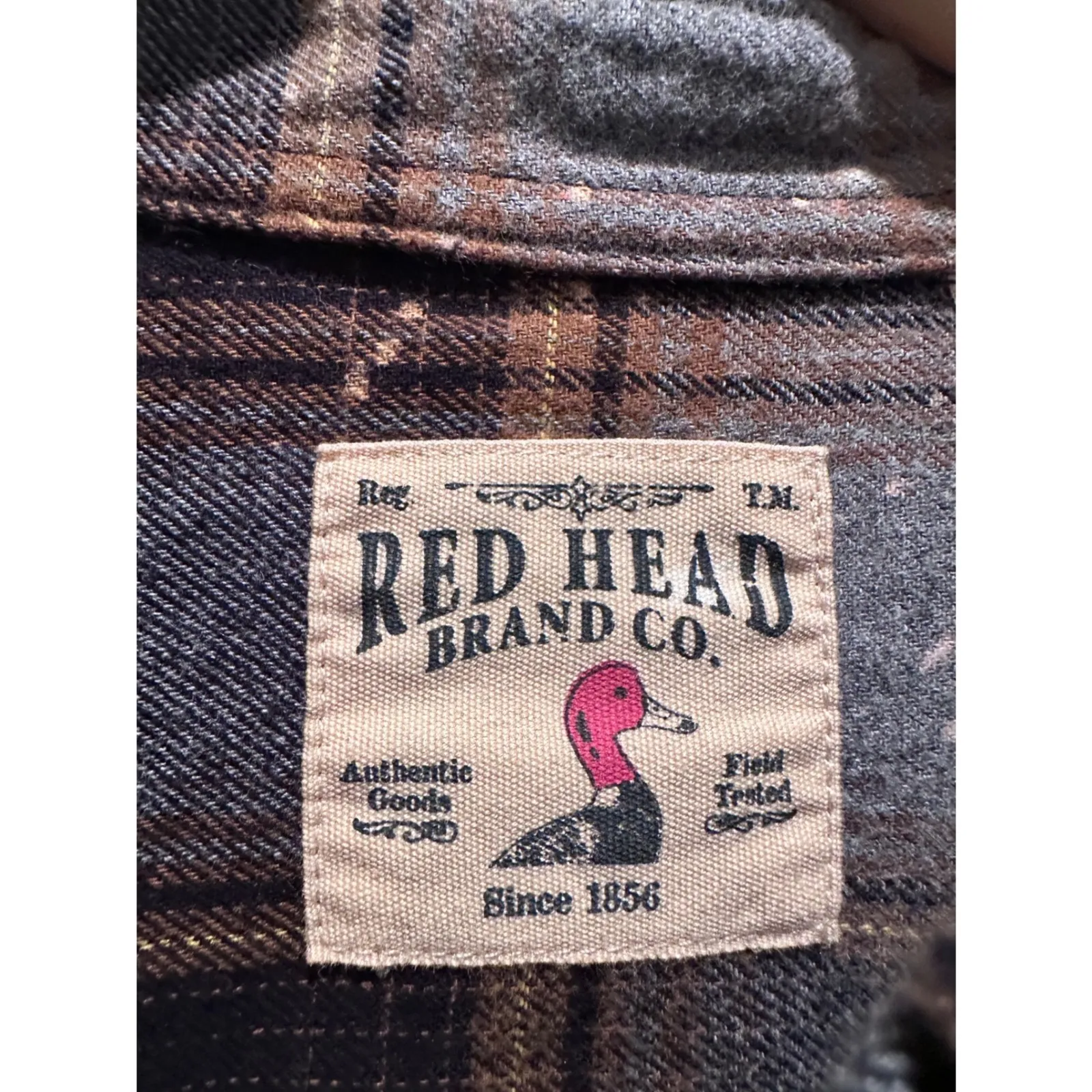 Red Head Brand Co Free Spirit Splatter Plaid Flannel Button Up Shirt Size Medium Blue - Image 3