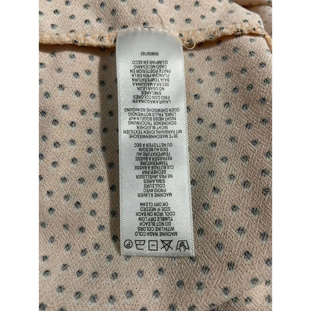 Adrianna Papell Puff Sleeve Top Womens M Black Polka Dot Ruffle Pleat Stretch - Image 11