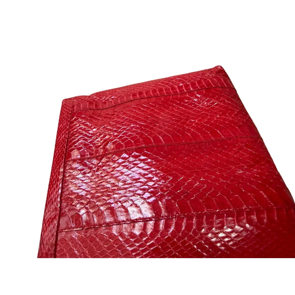 SAKS FIFTH AVENUE Vintage Red Eel Skin Clutch Handbag - Image 4