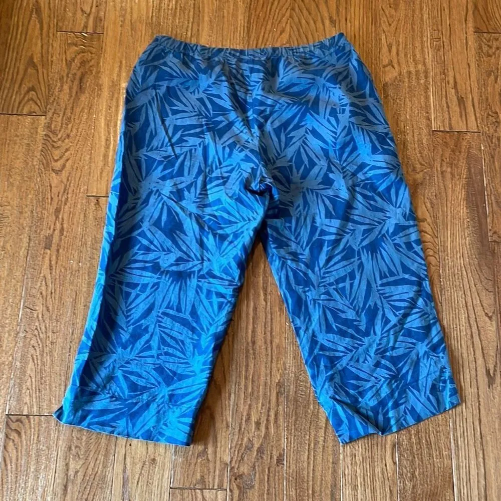 J.Jill love linen blue palm print 100% linen wide leg pant Mpetite Size undefined - Image 9