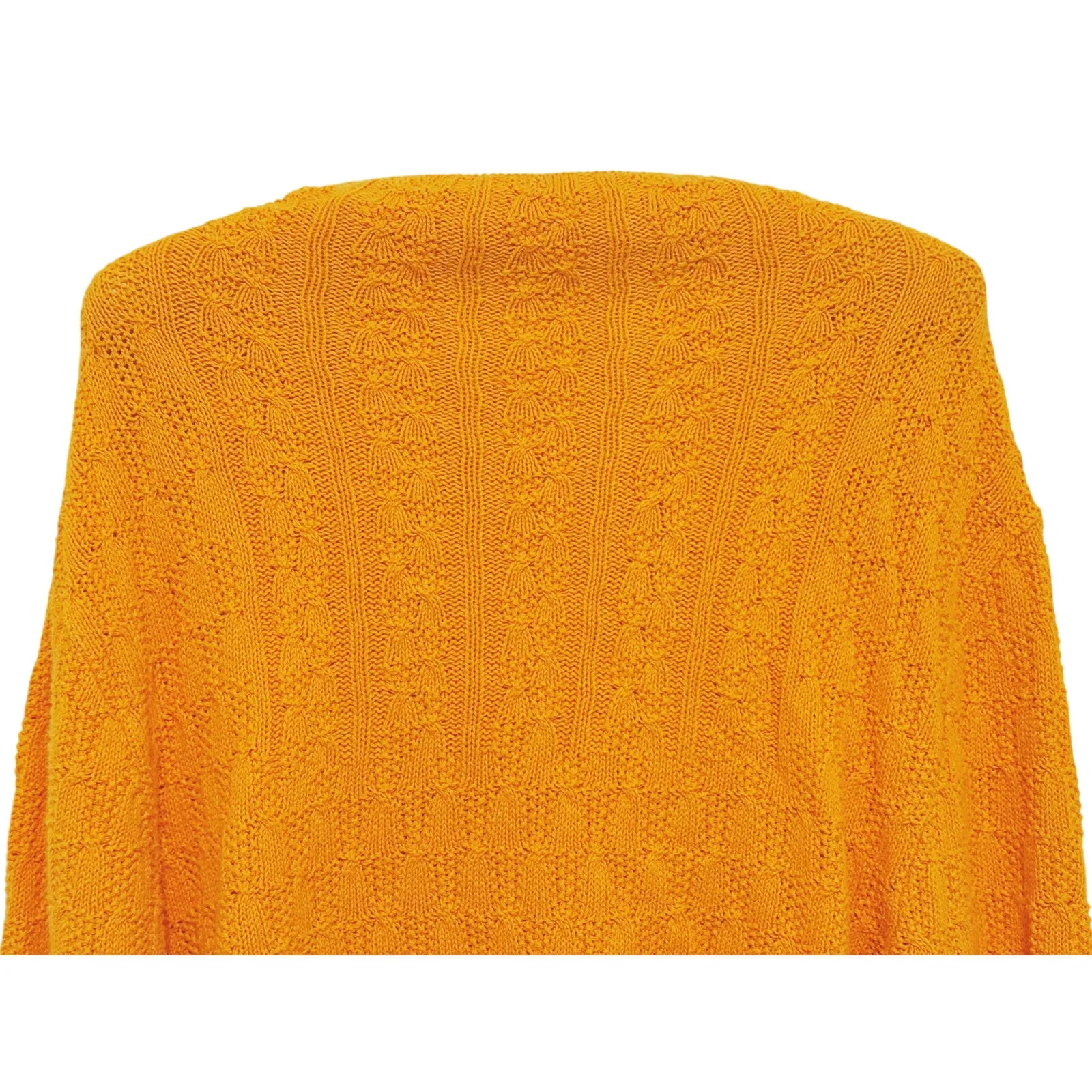 VTG Coldwater Creek Cable Knit Quarter Zip Sweater L Marigold Sunwashed Boho - Image 8