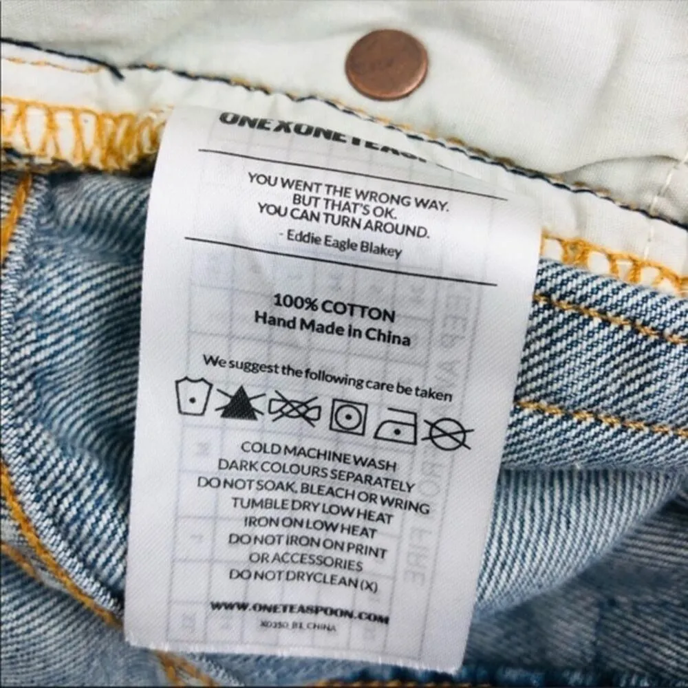 One Teaspoon Blue Buoy Awesome Baggies Cropped Jeans Sz 25 Ripped Booty Flirty - Image 11