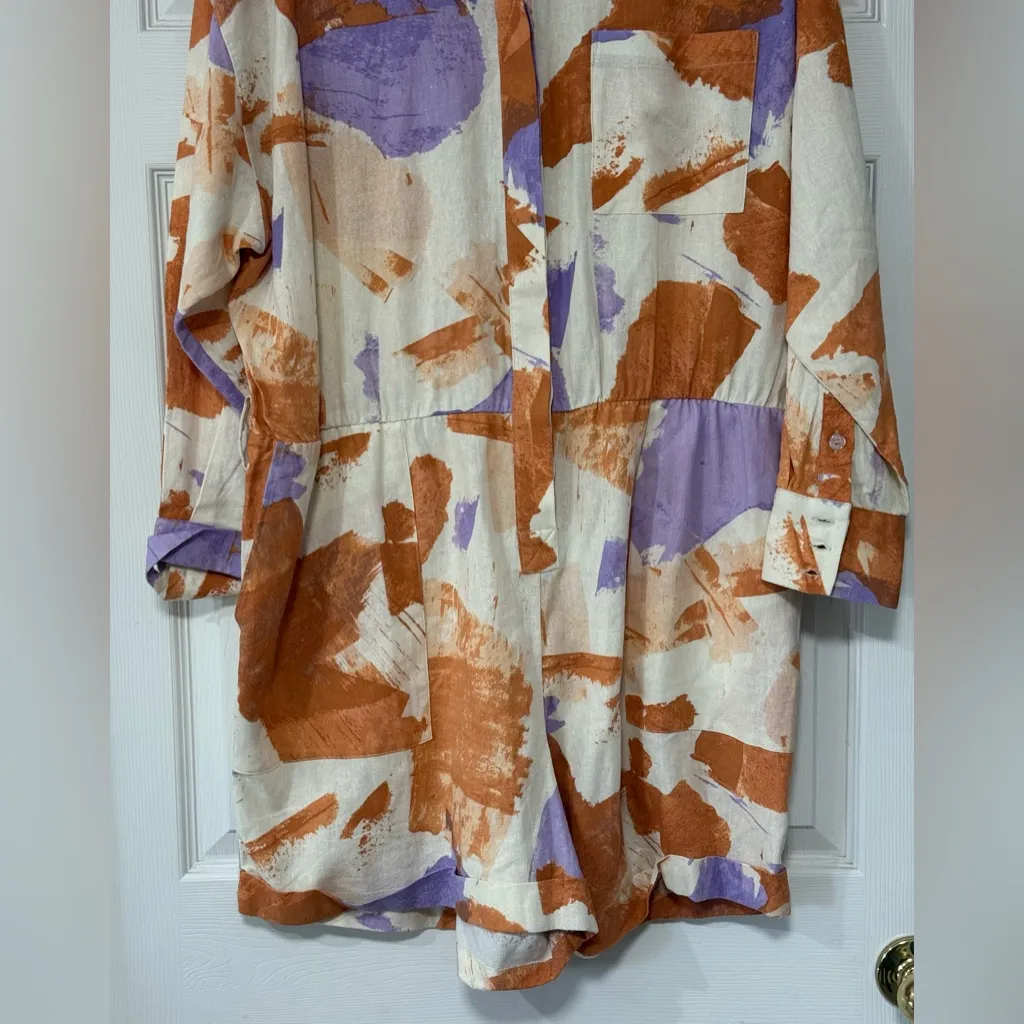 Eloquii Women's Abstract Print in Orange & Purple Jumpsuit Size 18 NWT - Image 5