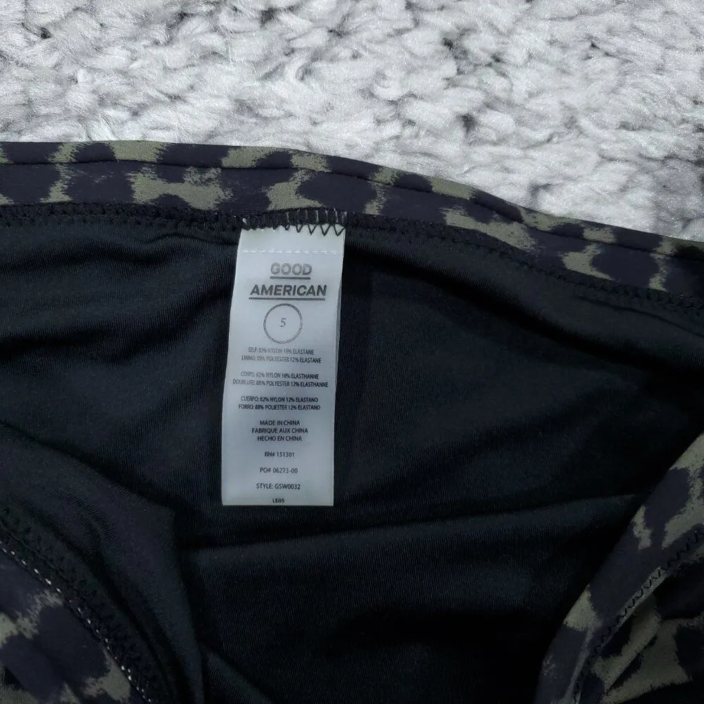 Good American Hip Hug Swim Bottoms in Sage Leopard Green Plus Size 2XL 5 - Image 4