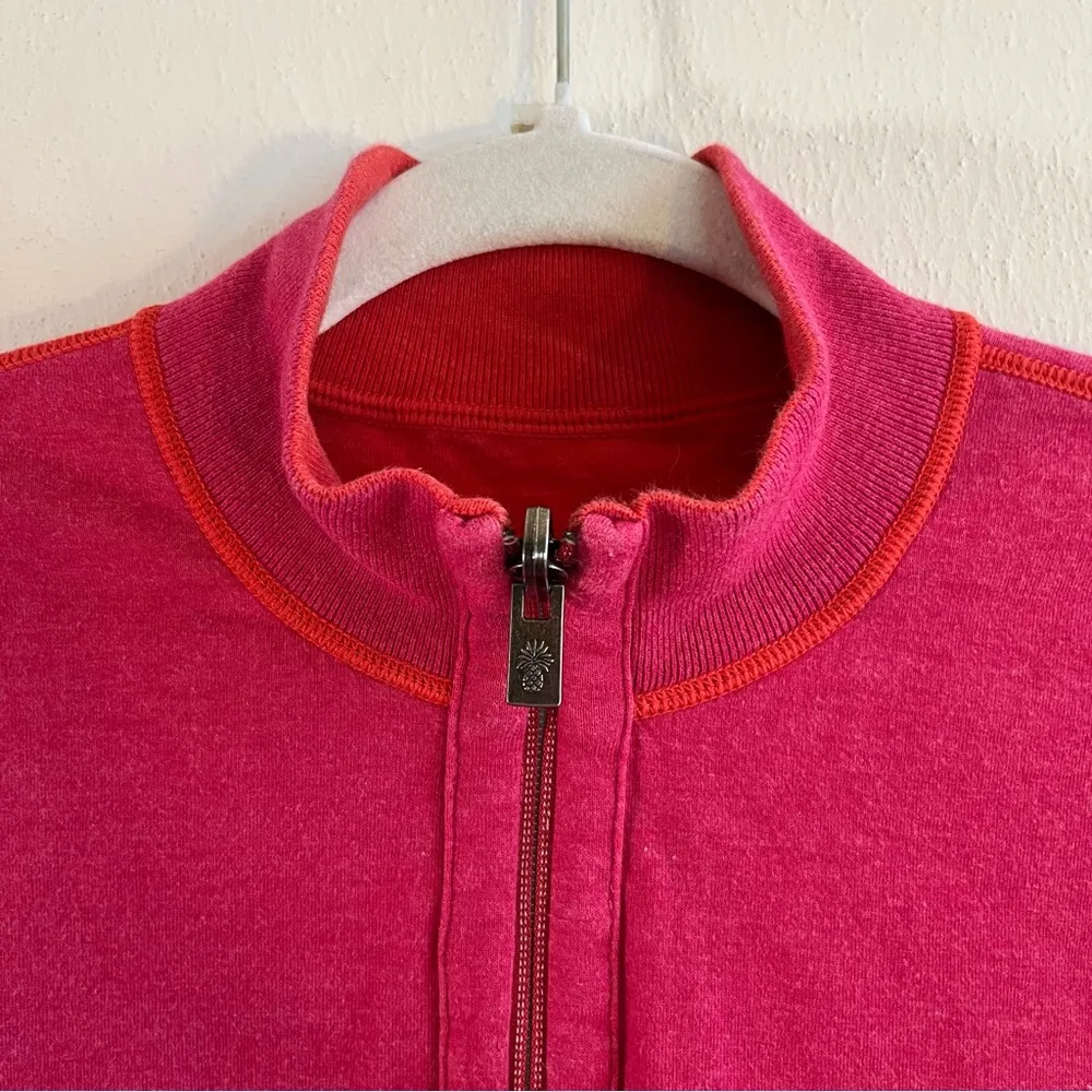Tommy Bahama Sweater Women’s Pink & Red 1/4 Zip Reversible Knit Sz S(?) GUC - Image 2