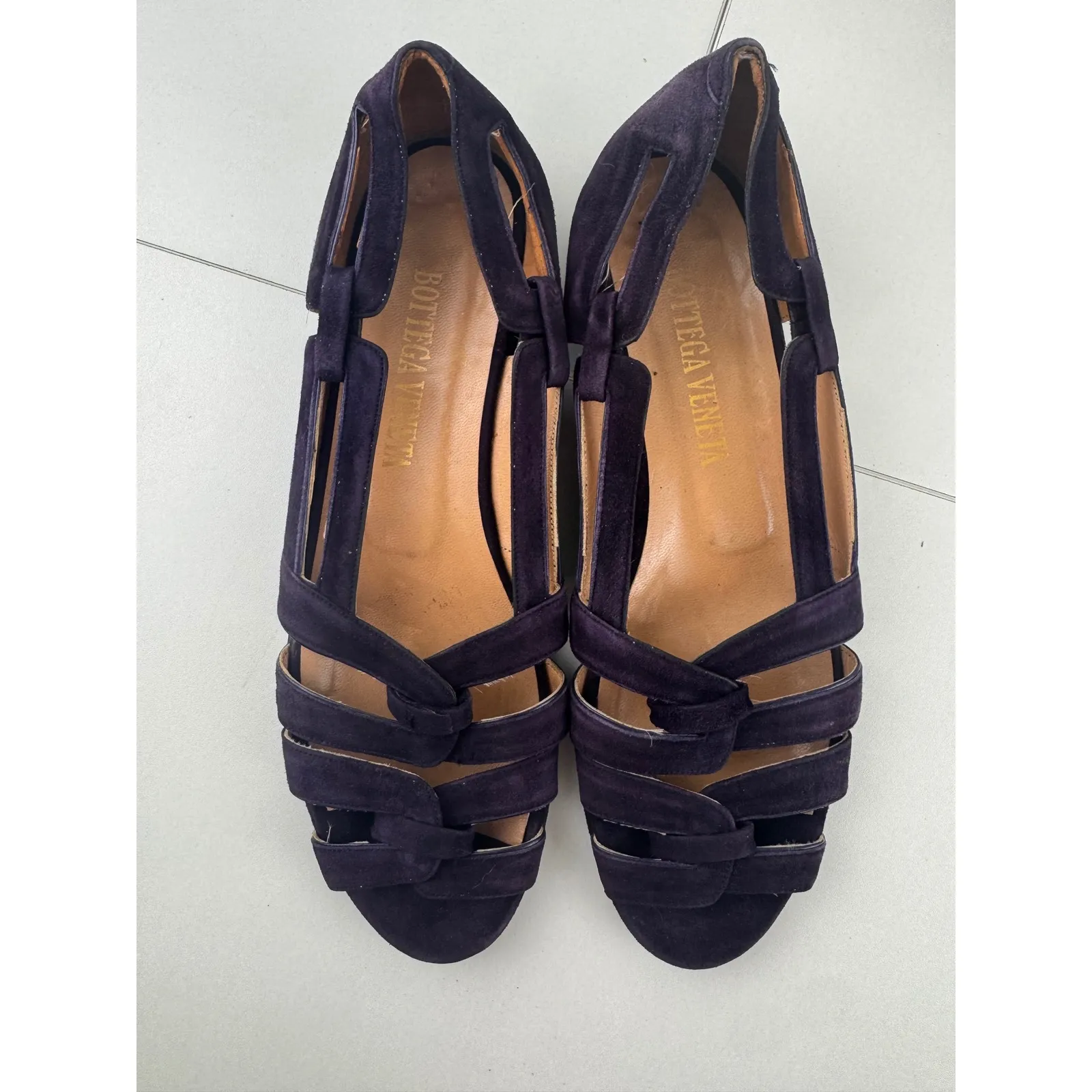 Bottega‎ Veneta Womens Purple Suede Strappy Flats Shoes Size 8 Luxury Wedding - Image 2