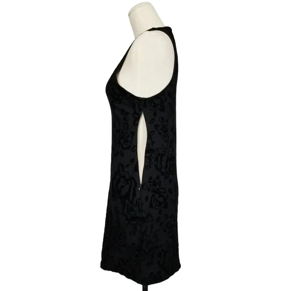 Free People Velvet Floral Embossed Bodycon Dress Black Sz Small - Image 4