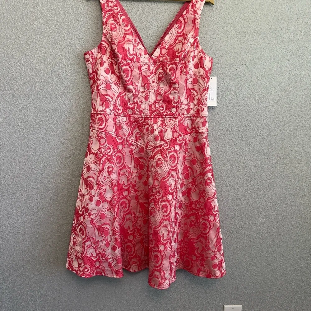 NWT Rickie Freeman for Teri Jon Sleeveless Coral Jacquard Dress Size‎ 16 Orange - Image 3