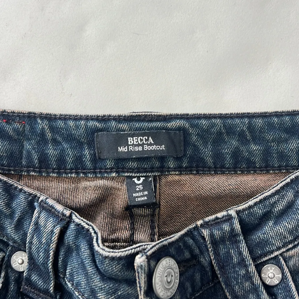 True Religion Vintage Y2K Mid Rise Becca Bootcut Jeans Dark Faded Wash 25 - Image 9