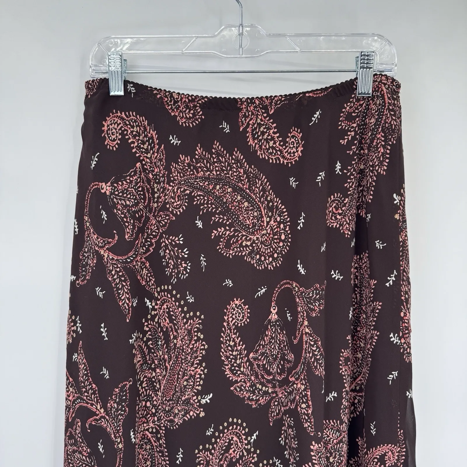 Vintage Y2K East 5th Midi Skirt Womens 14 Brown Paisley Whimsigoth Fairy - Image 5