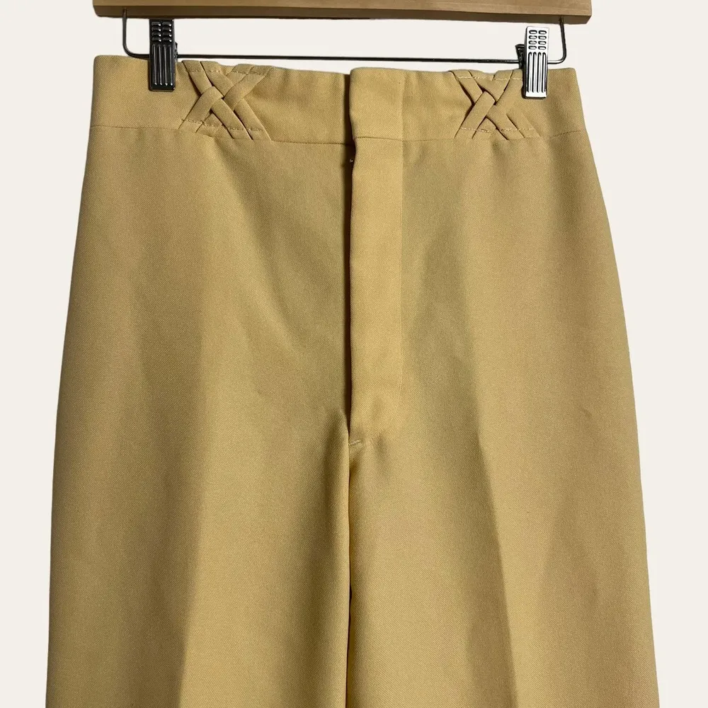 70’s Vintage Wide Leg Woven Waist High Waisted Trouser Pants Size 2 - Image 2