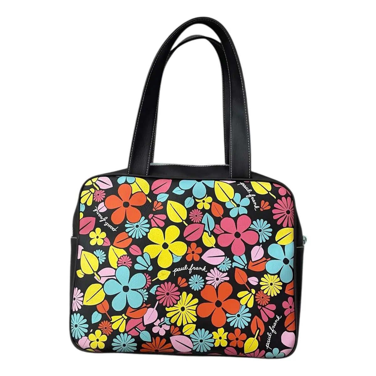 Vintage Y2K Paul Frank Shoulder Bag Purse Satchel Floral Brown EUC 2005 - Image 2