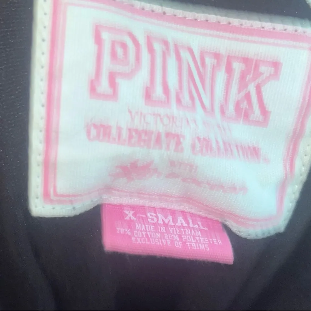 Vintage Victoria's Secret PINK Black Velour Sequin Bling Faux Fur Lined Hoodie - Image 6