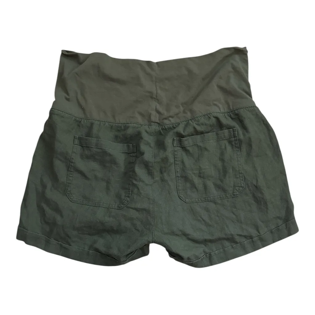 NWT Old Navy Maternity Rollover Waistband Linen Shorts in Arugula Green | Large - Image 4