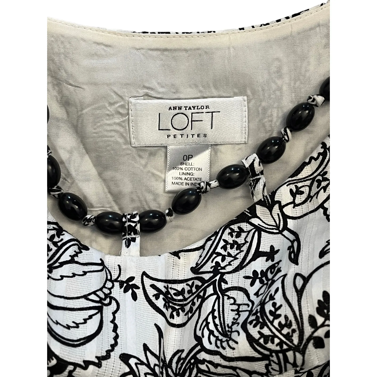 Ann Taylor Loft Fit Flair Black White Floral Dress Womens Sz 0 Petite Mob Wife - Image 5