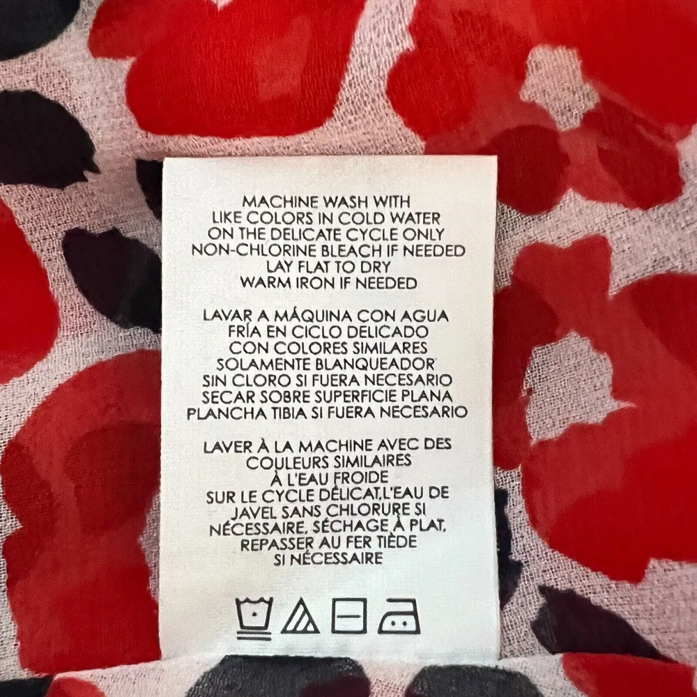 Cabi Shirt Womens Small Red White Floral Flipside Blouse Ruffle Trim Work Casual - Image 9