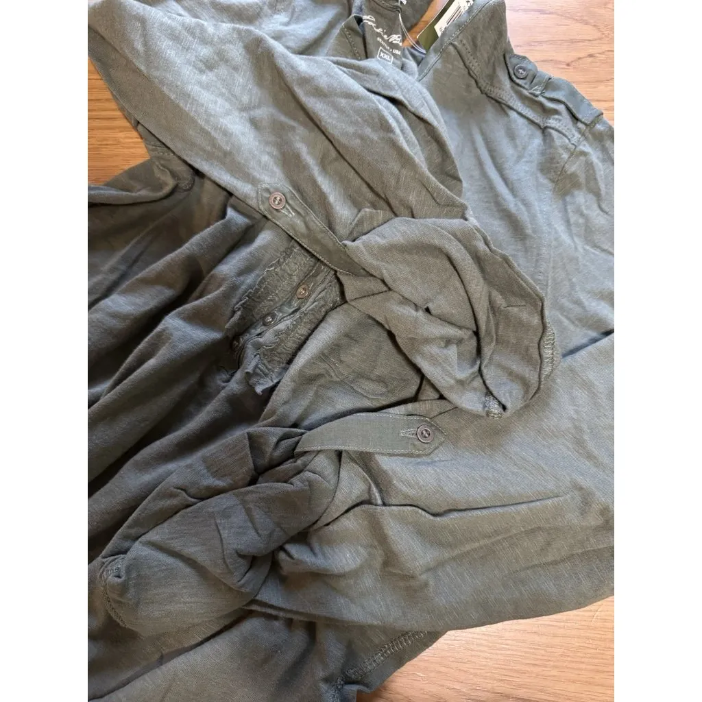 Eddie Bauer Women Sz‎ XXL Green Cotton Long Sleeve V Neck Tunic Shirt Ruffle NWT - Image 9