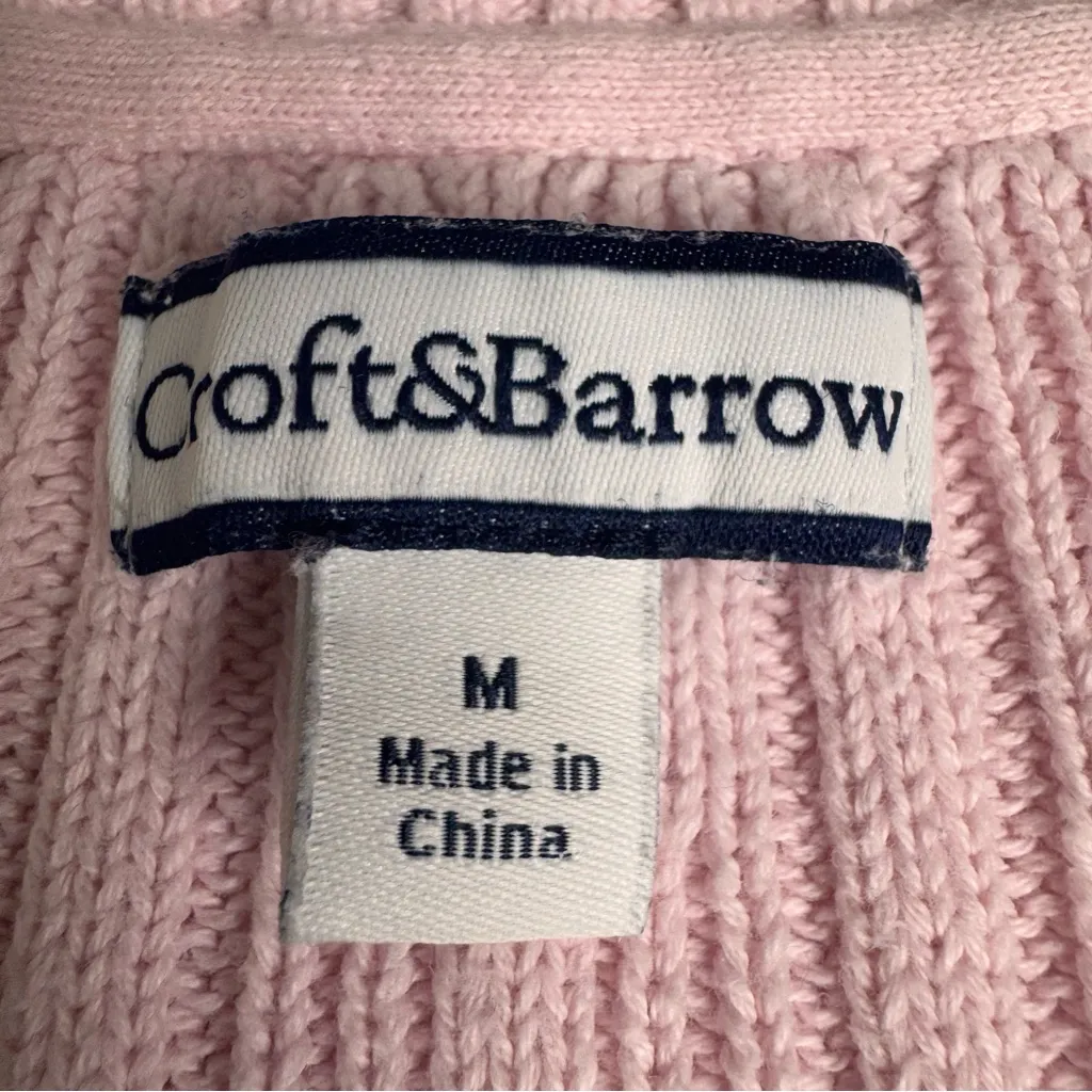 Croft & Barrow Pink‎ V-Neck Sweater with Cable Knit Design - Image 7