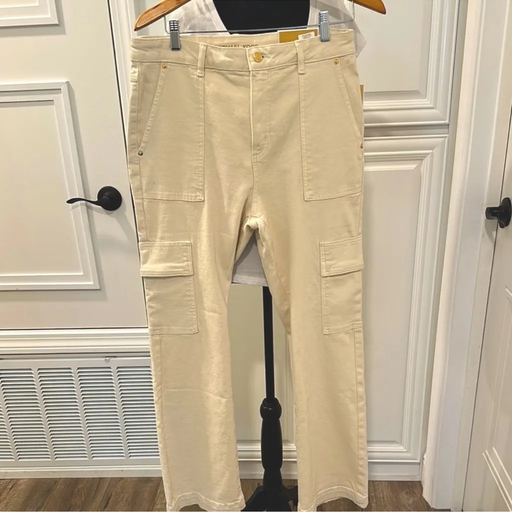 Michael Kors Cream Selma Bootcut Cargo Jeans - Image 2
