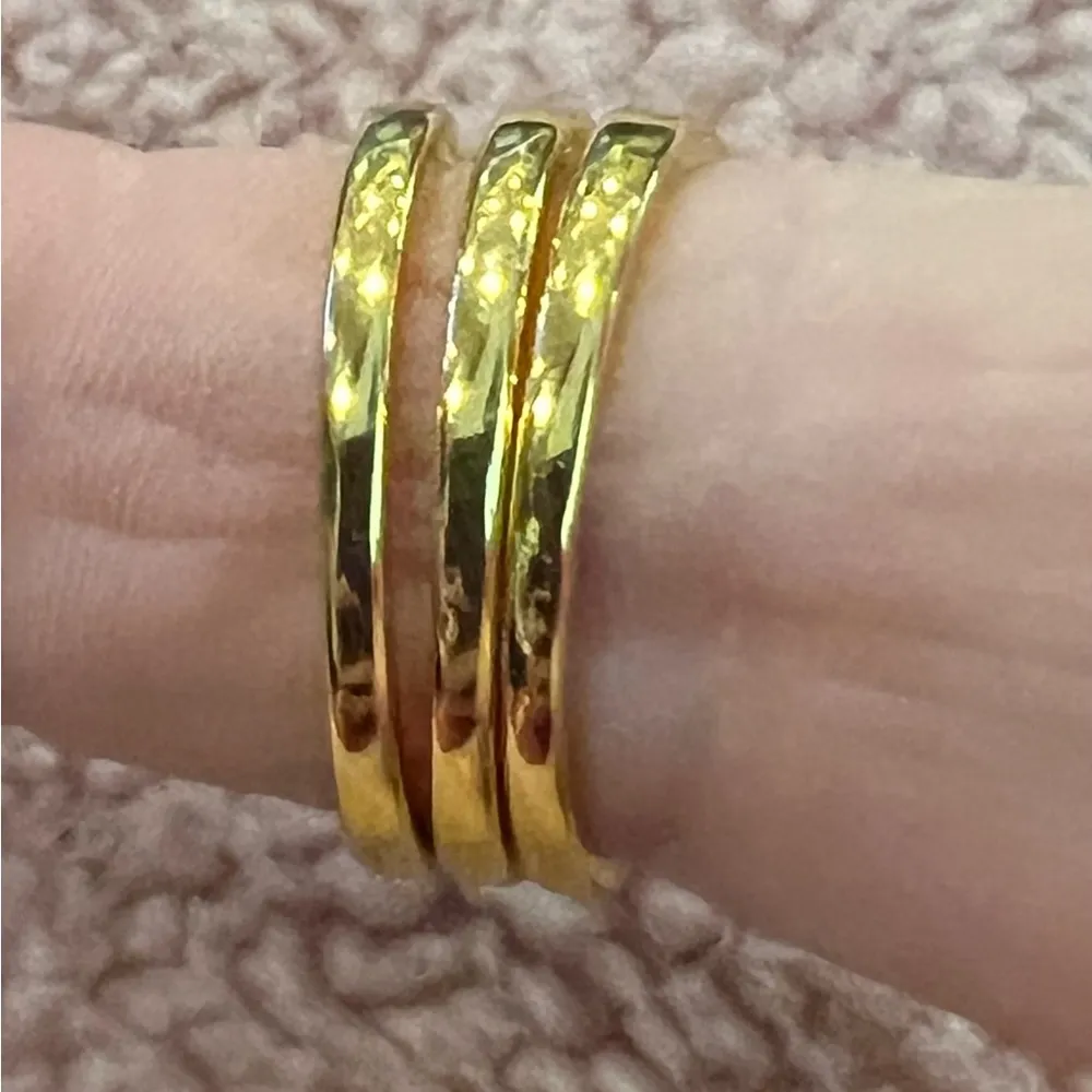 18K Gold Plated Multilayer Turquoise 3 Piece Ring - Image 4