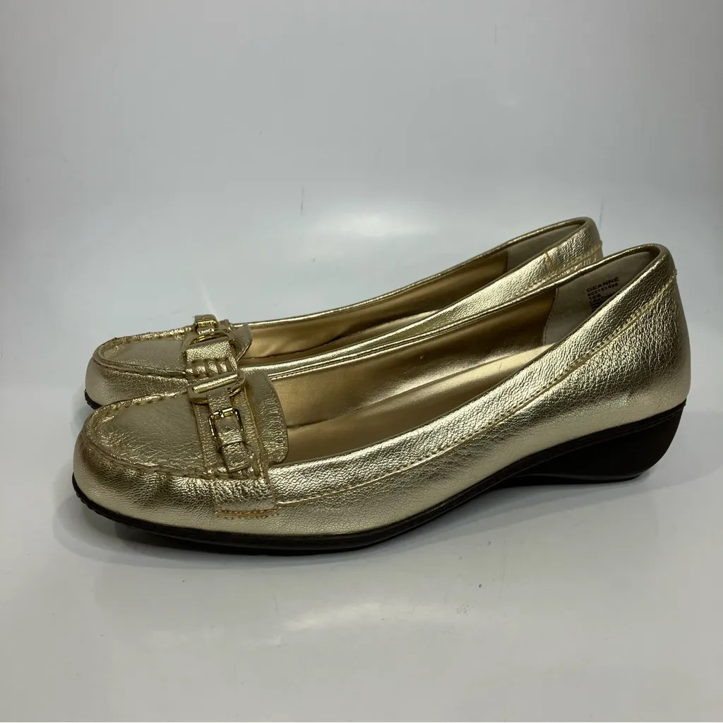 Lauren Ralph Lauren Geanne gold leather‎ loafers women’s size 10 preppy luxury - Image 3