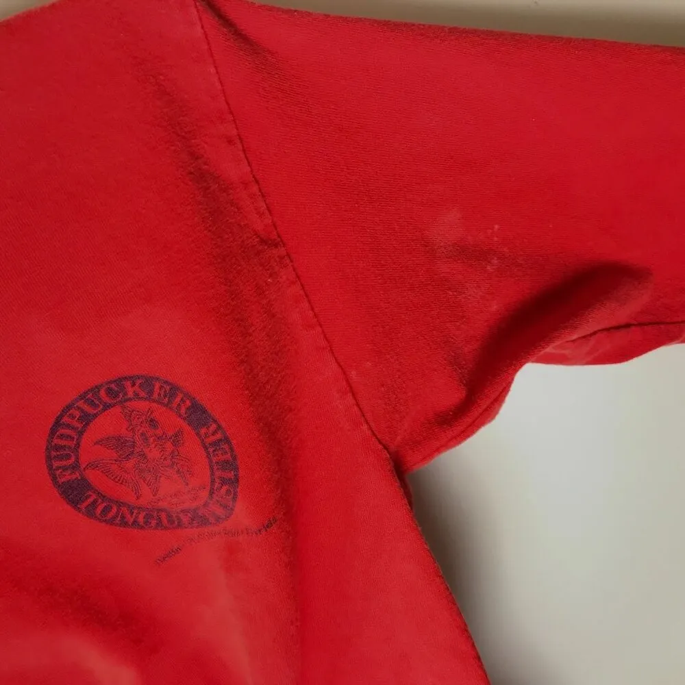 Fudpucker Tongue Twister T Shirt Vintage 90s Red Small S Graphic Tee Long Sleeve - Image 7