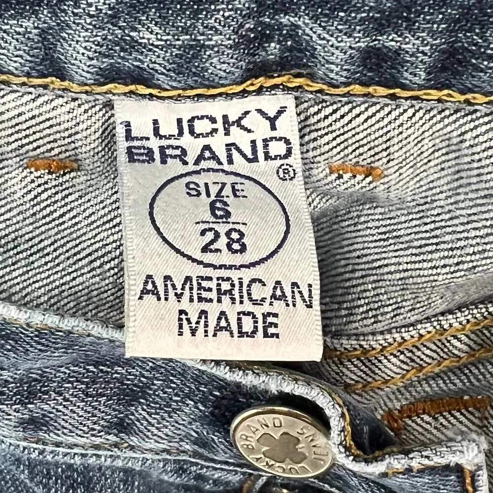 Vintage Lucky Brand Jeans Womens 28 Long Blue Easy Rider Bootcut Button Fly Y2K - Image 11