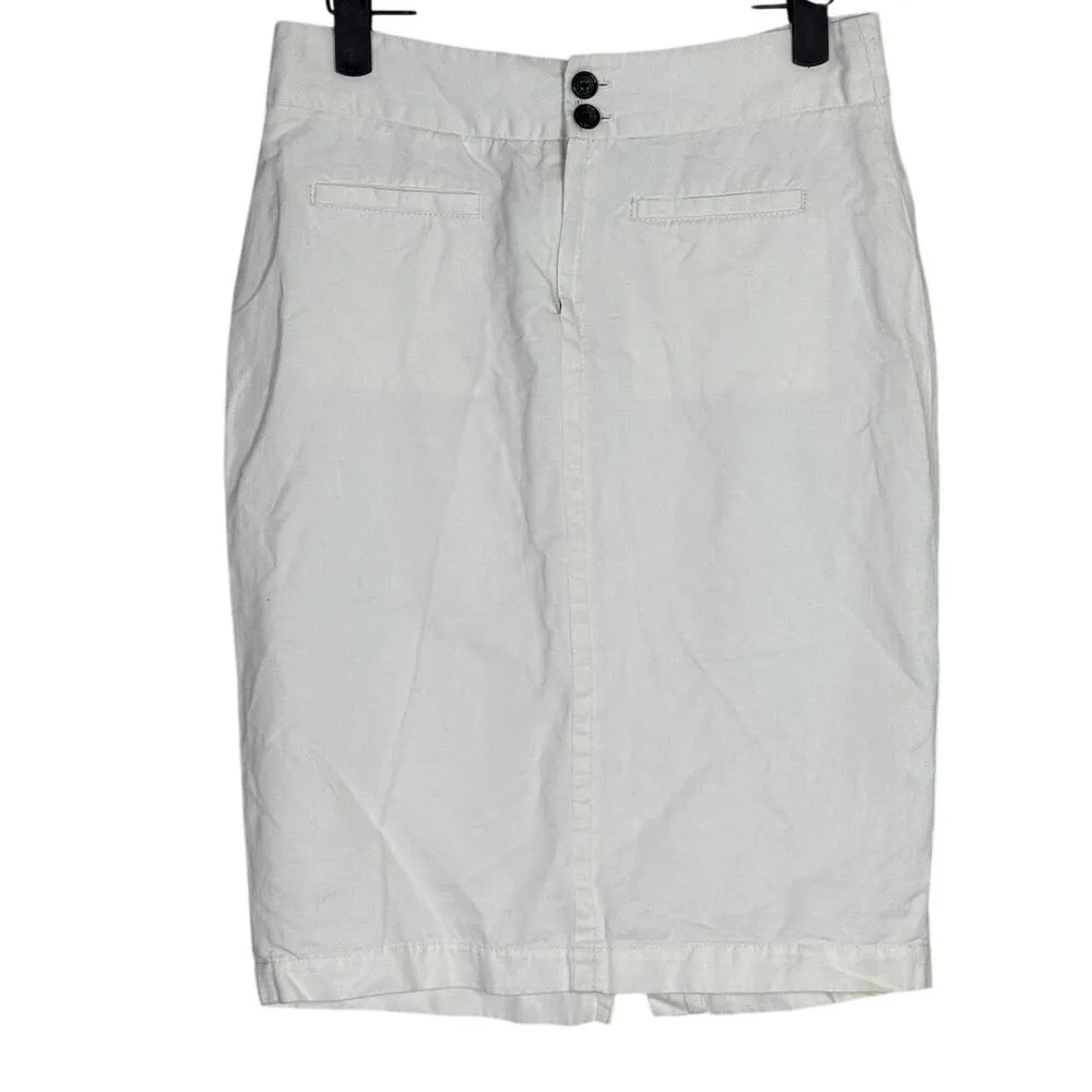 Kate Spade Saturday Pencil Skirt High Waisted Knee Length Cotton Skirt 2 White - Image 9