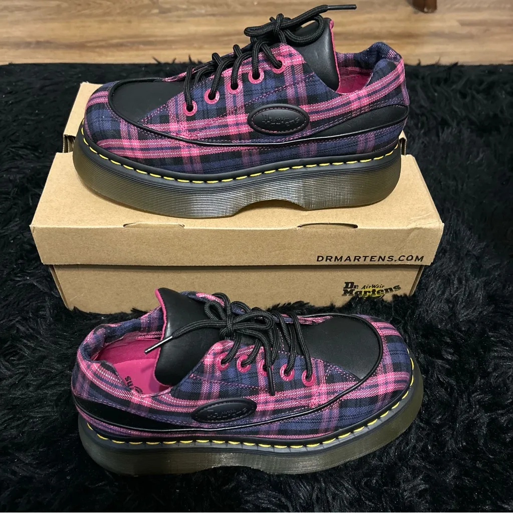 DR MARTENS Buzz tartan platform lace up shoes oxfords women’s 8 new in box - Image 7