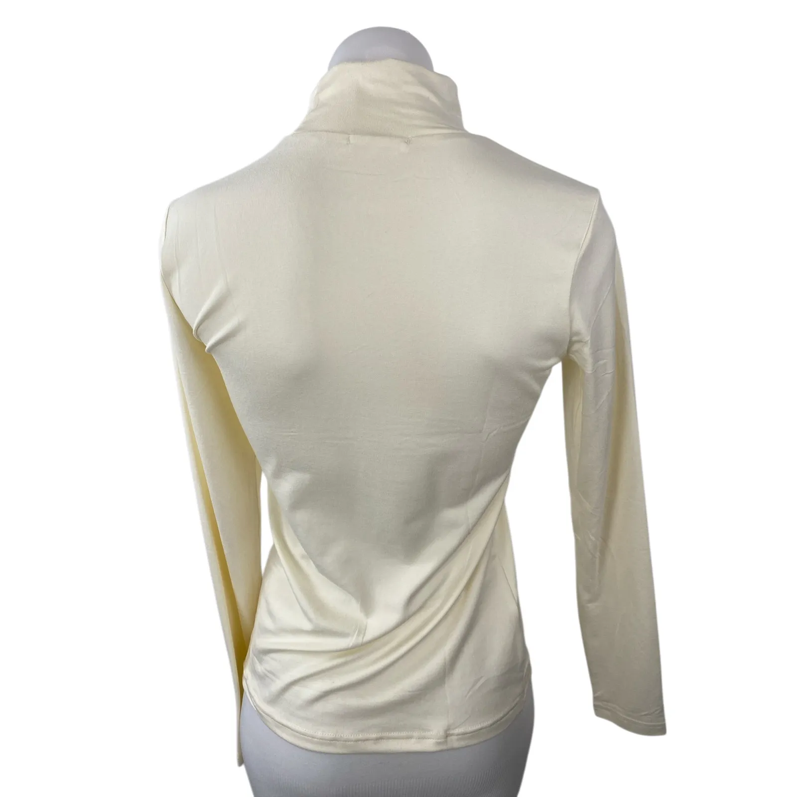 NEW Ekouaer Womens Cream Mock Neck Long Sleeve Slim Casual T-Shirt Sweater Top S - Image 4