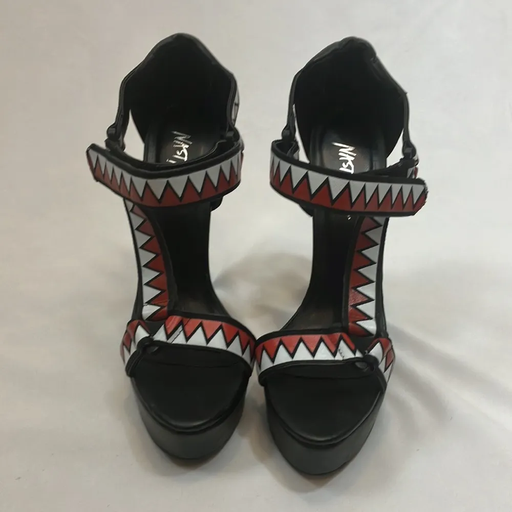 Nasty Gal black, red, and white leather 6” heels - Image 2