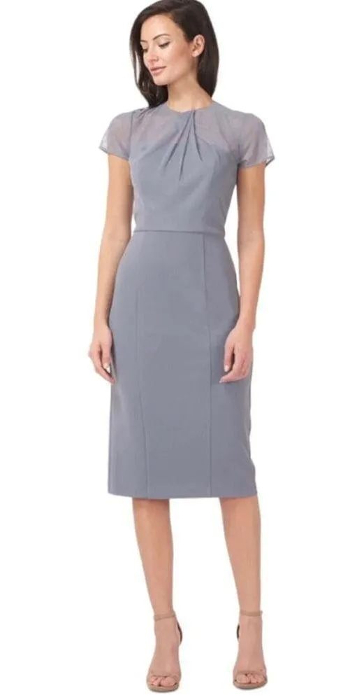 JS Collections Slate Blue Short Sleeve Illusion Cocktail Dress 16 NWT - Image 12