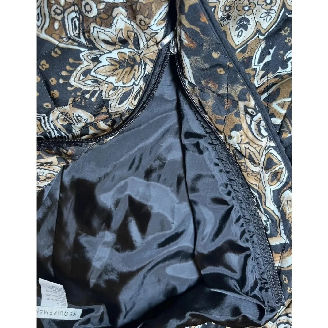 Requirements Quilted Jacket Womens Large Brown Tan Paisley Lightweight Boho Chic - Image 8