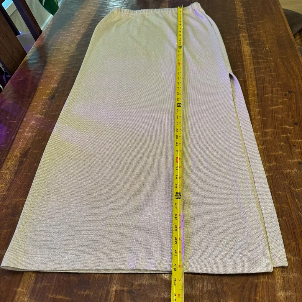 St John Evening by Marie Gray size 10 Gold Knit 2 Piece Long Skirt sparkling Tan - Image 10