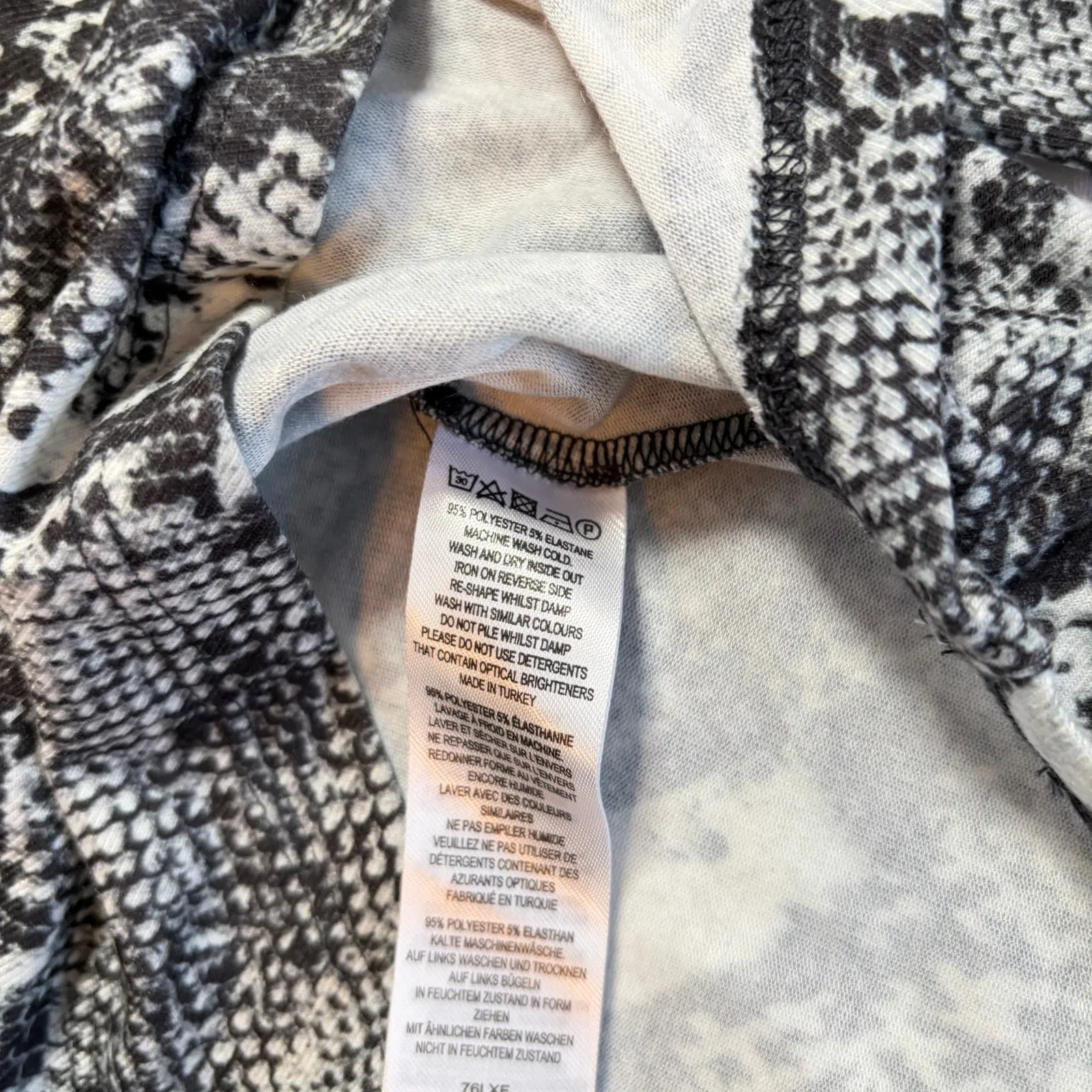 French Connection womens snake skin print mock neck black gray top.  Size M - Image 3