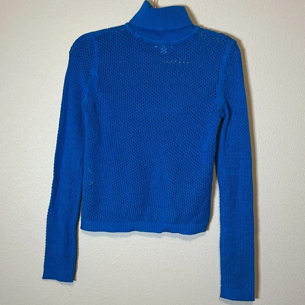 NWOT Bar III blue perforated sweater turtleneck - Image 2