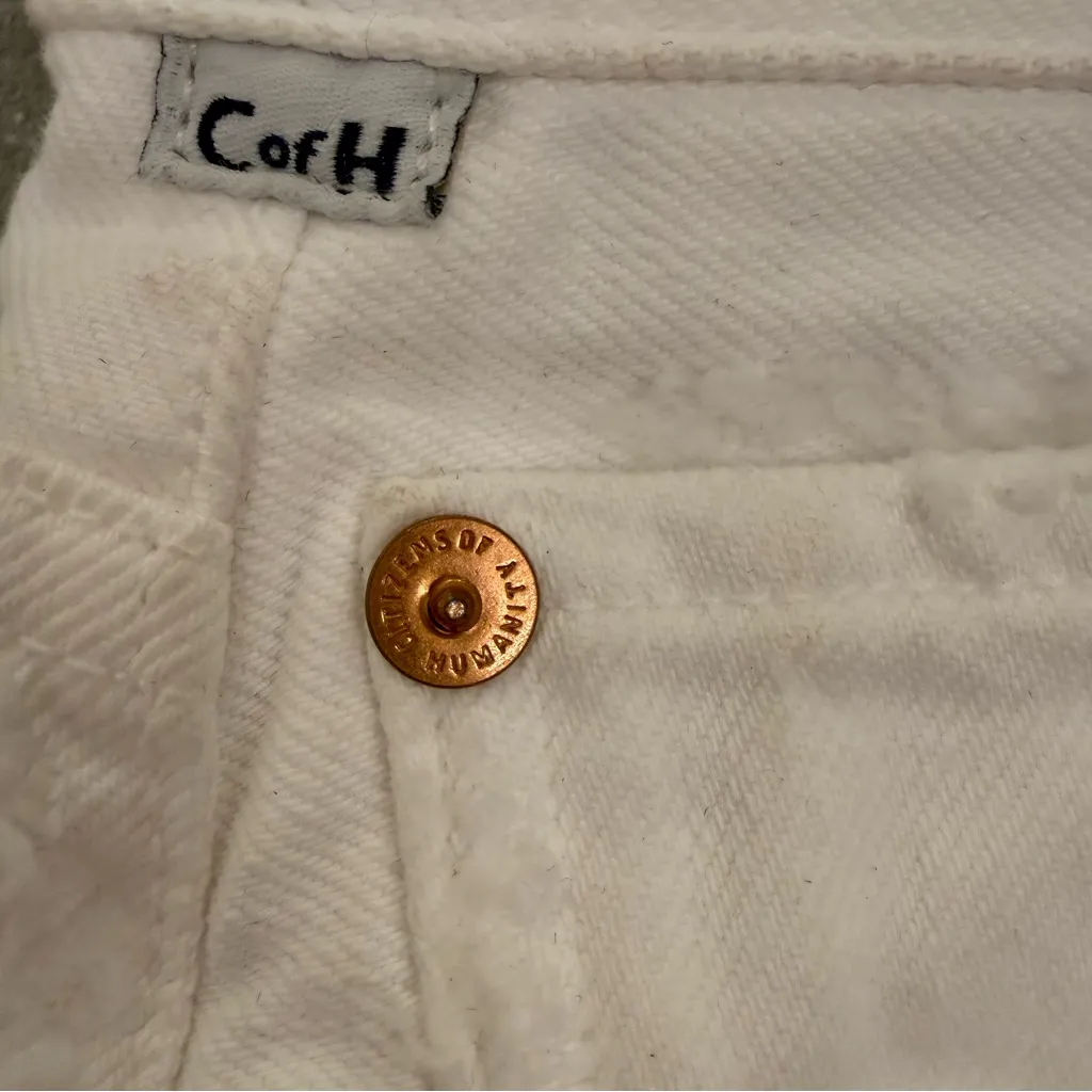 Citizens of Humanity Marlow High Rise White Denim Cutoff Shorts Size 24 NWOT - Image 7