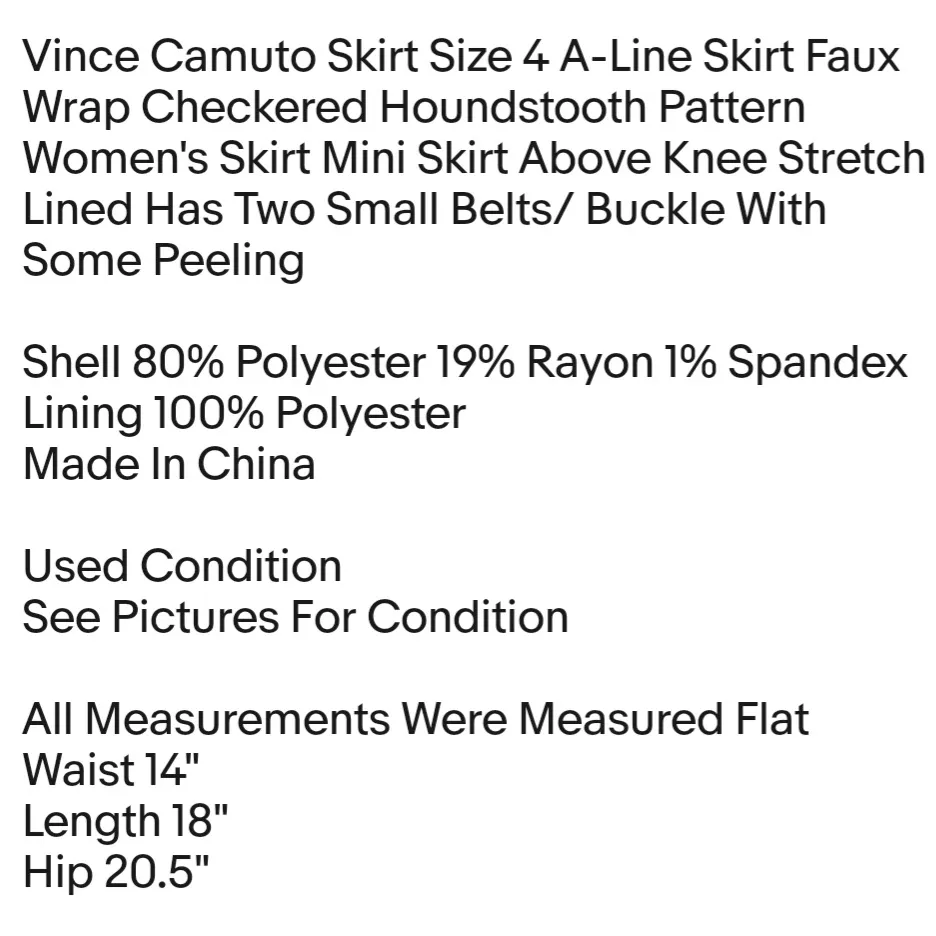 Vince Camuto Skirt Size 4 A-Line Skirt Faux Wrap Checkered Houndstooth Pattern  - Image 7