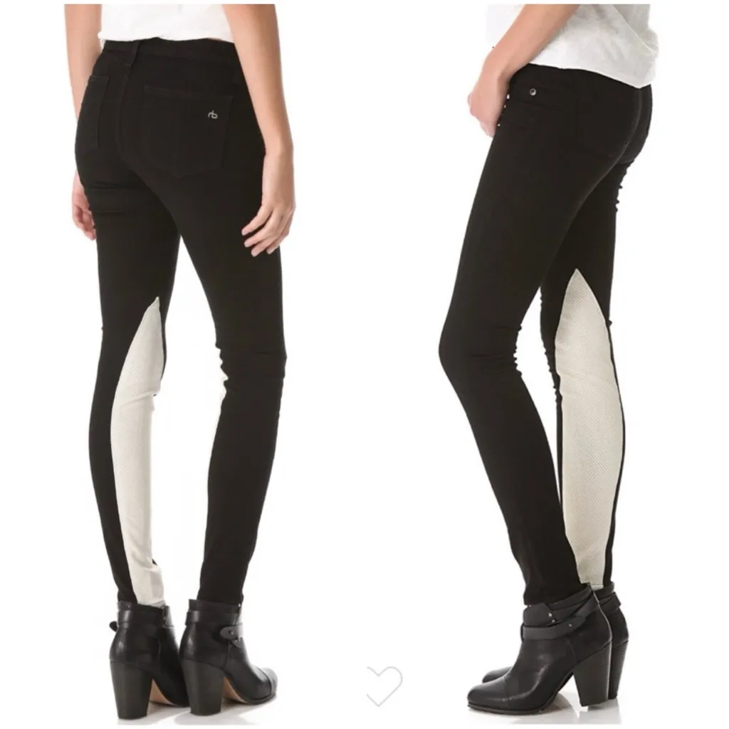 Rag and Bone Jodhpur Jeans with Leather Trim - Image 3