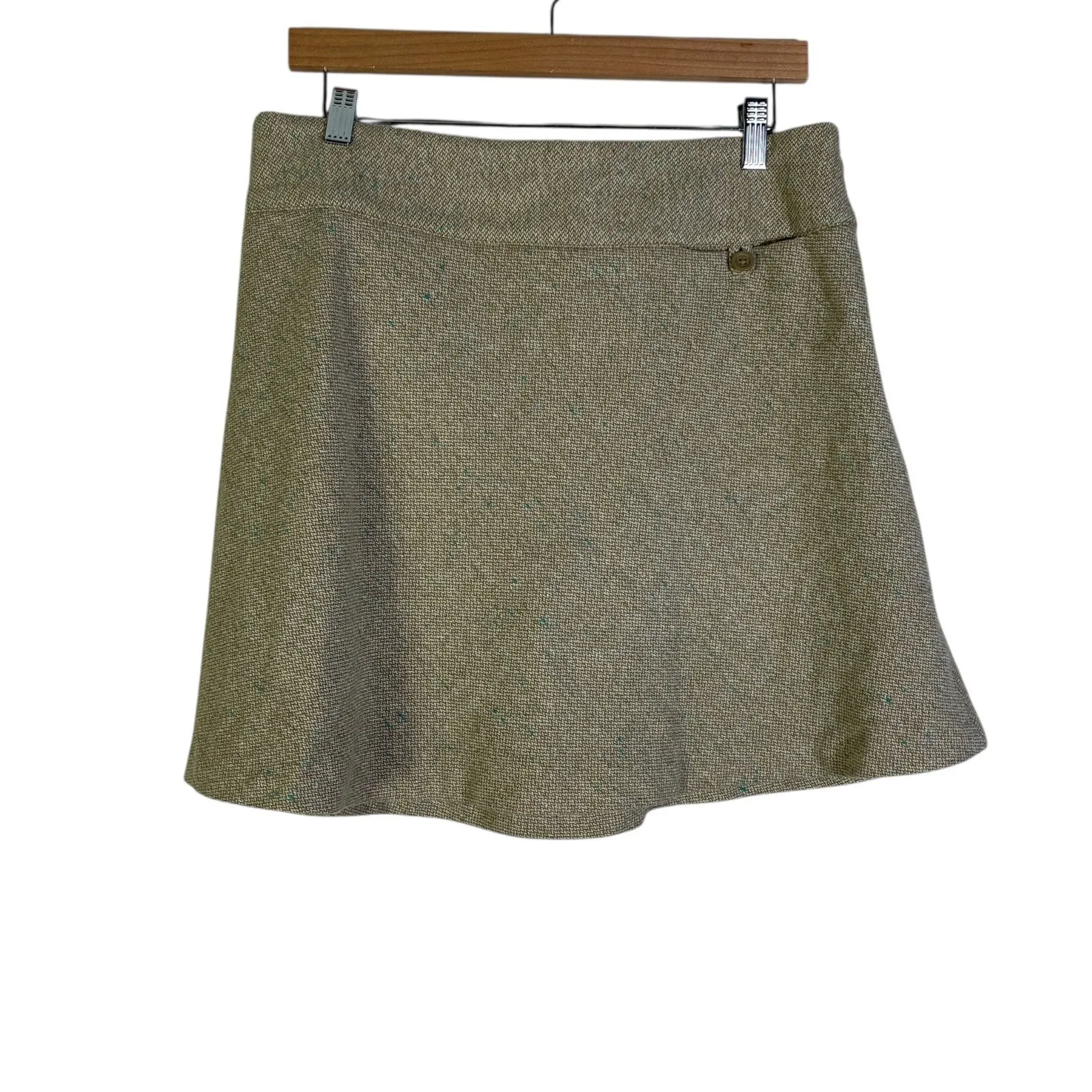 Vintage Gap Tweed A-Line Mini Skirt Womens 10 Tan Lined Wool Preppy Classic - Image 2