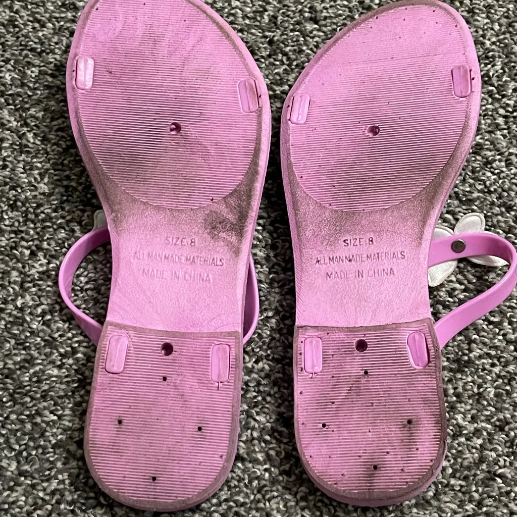 Sole Mates Pink Butterfly Jelly Slide Sandals with Glitter Accents 8 - Image 4