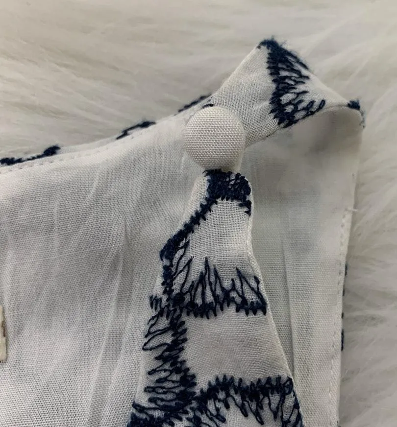 Francescas Blue & White Embroidered Tank Top - Image 2