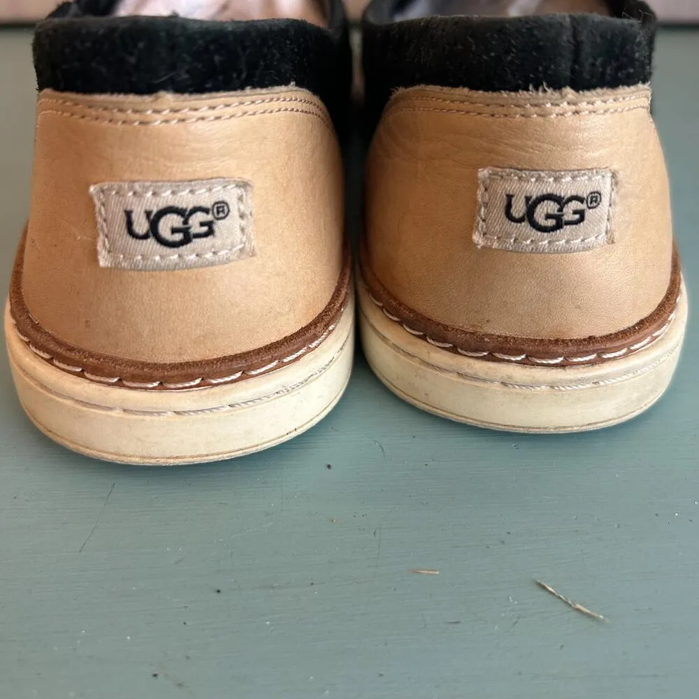 Ugg Women's Adley Perforated Slip-On Sneaker Size 8 Suede Black and Tan Preppy - Image 5