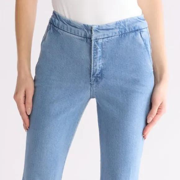 Good American Good Flare Trouser Jeans Light Wash Size 28 Zip Pockets High Rise - Image 8