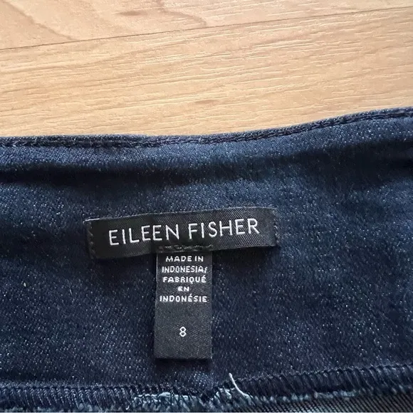 EILEEN FISHER Organic Cotton Stretch Tapered Pant‎ In Utility Blue Size 8 - Image 5