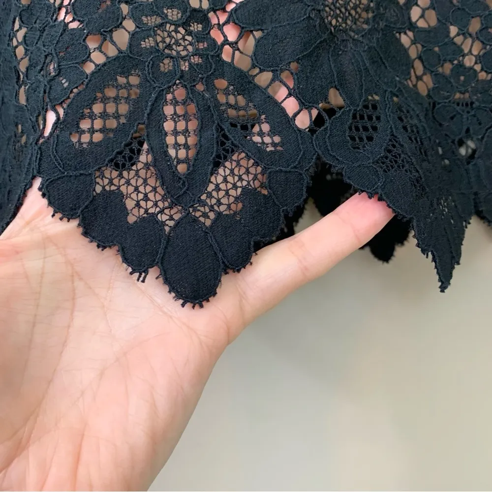 For Love and Lemons Gianna Lace Black/Nude Crop Top - Image 7