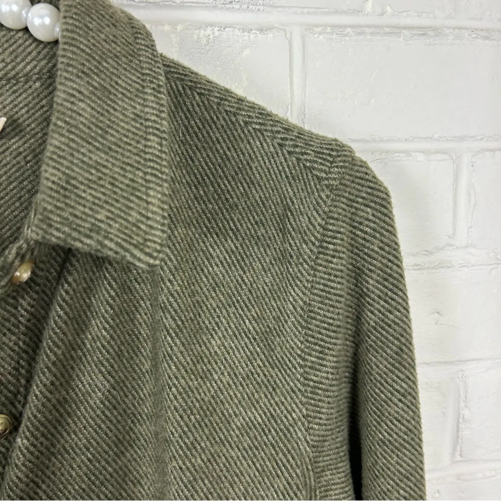 Faherty Legend Knit Sweater Dress in Olive Green Melange Twill Size S - Image 7