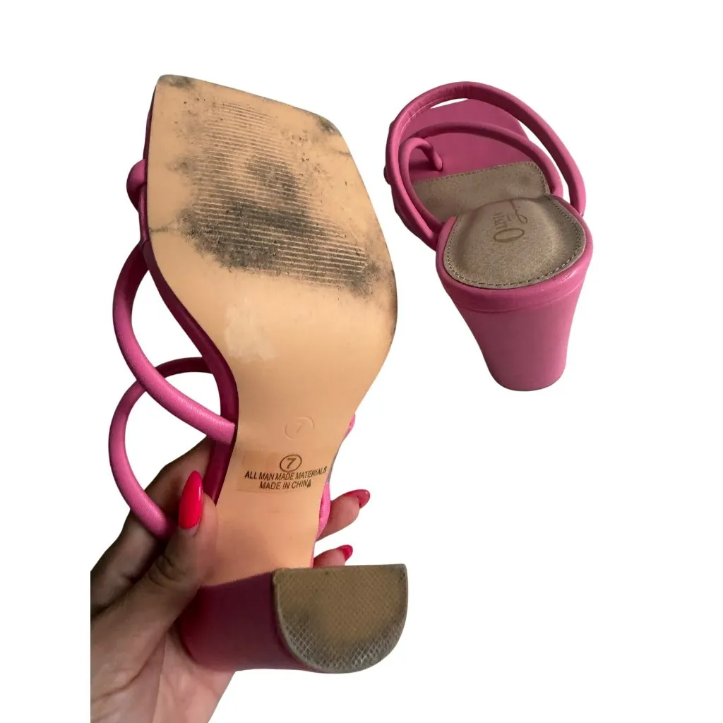 OLIVIA MILLER Pink Block Heel Sandals Size 7 - Image 3
